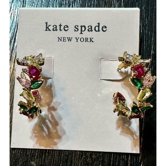 Kate Spade NEW earrings - Greenhouse floral hoops - Picture 2 of 8